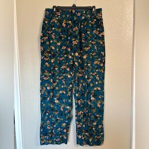 NATURAL LIFE Floral Ankle Pants - Teal and Pink